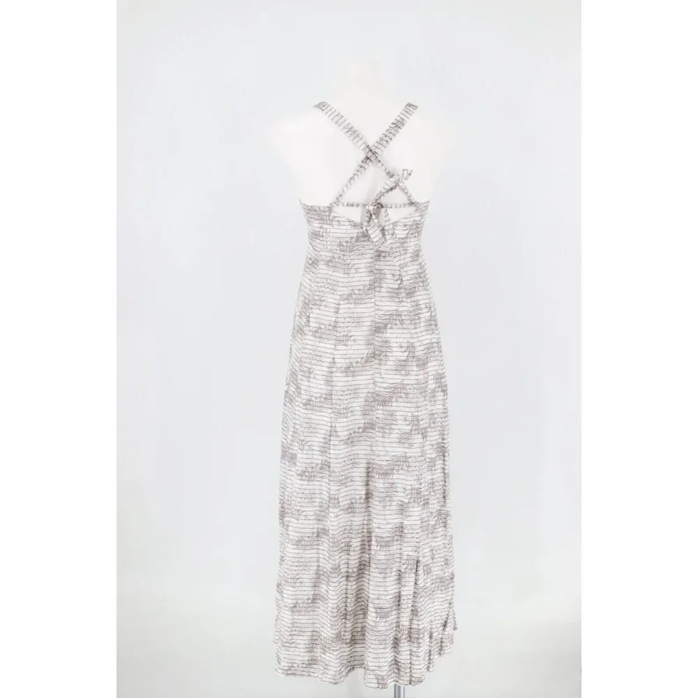 NWT DISSH WOMEN SIZE 4 KOKO CHOCOLATE PALM MIDI DRESS/ Beige White Flora Linen - Picture 8 of 12